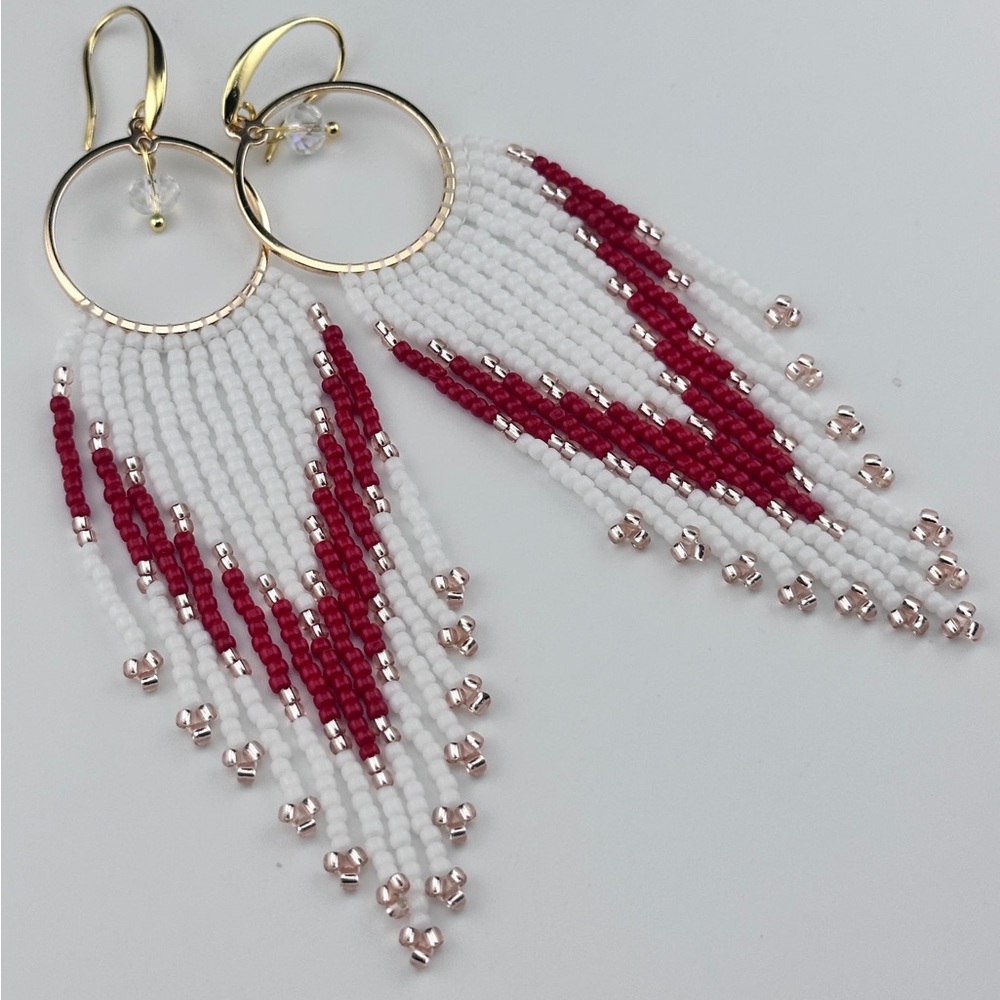 Handcrafted Beaded Fringe Earrings - Picture 4 of 11